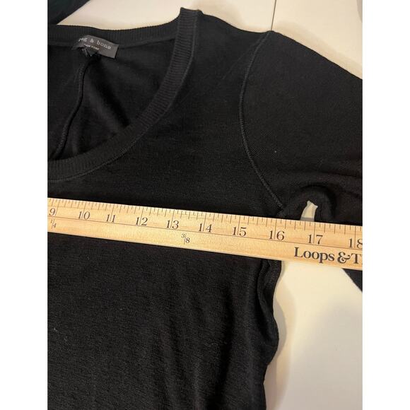 Rag & Bone Sheer Long Sleeve Top in Black - Size Medium - Picture 6 of 7